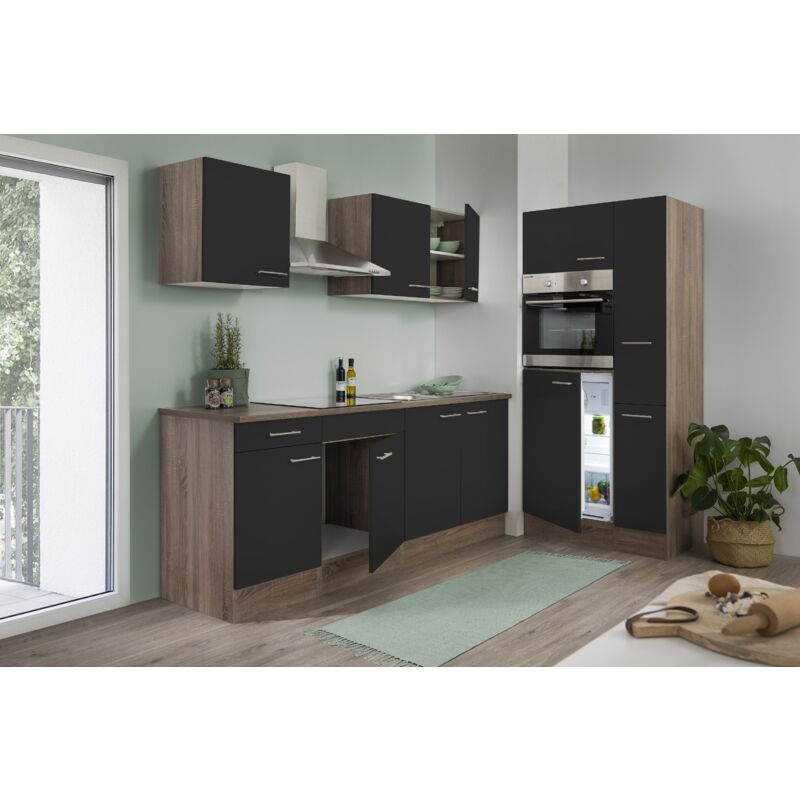 foto del prodotto cucina mobile cucina blocco vuoto rovere york nero oliver 300 cm respecta