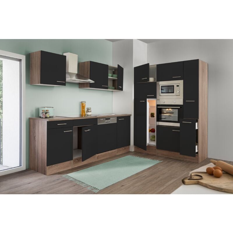 foto del prodotto cucina mobile cucina blocco vuoto rovere york nero oliver 370 cm respecta