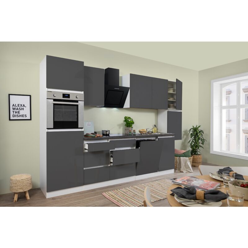 foto del prodotto cucina mobile cucina blocco vuoto senza maniglie bianco grigio lorena 330 cm respecta