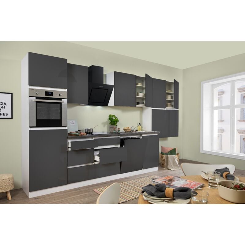foto del prodotto cucina mobile cucina blocco vuoto senza maniglie bianco grigio lorena 380 cm respecta