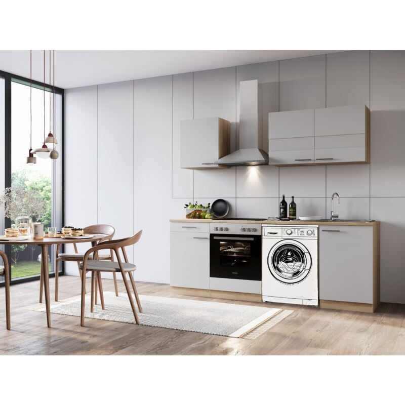 foto del prodotto cucina mobile da cucina blocco vuoto lavatrice da incasso rovere bianco merle 220 respekta