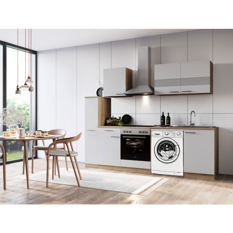 foto del prodotto cucina mobile per lavatrice ad incasso rovere bianco merle 250 cm respekta