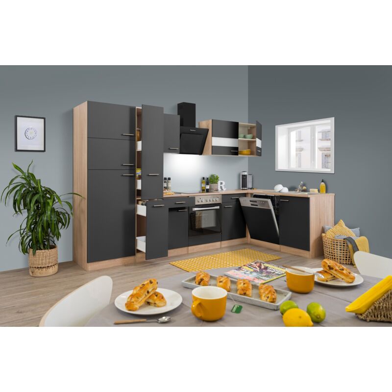 foto del prodotto cucina modulo cucina blocco vuoto cucina ad angolo rovere grigio merle 310x172 cm respekta