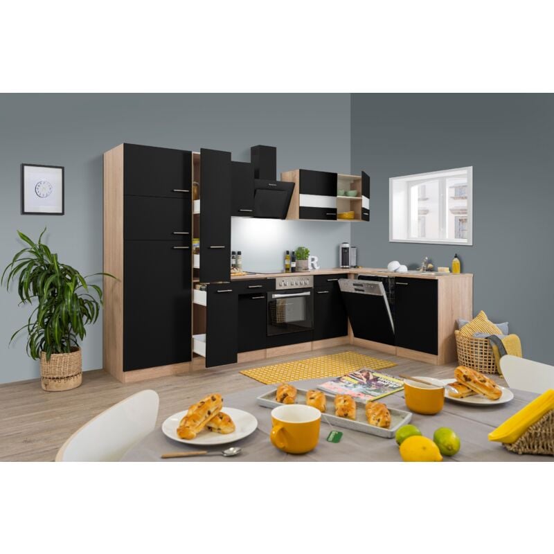 foto del prodotto cucina modulo cucina blocco vuoto cucina ad angolo rovere nero merle 310x172 cm respekta