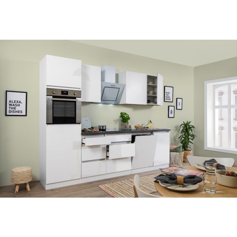 foto del prodotto cucina modulo cucina blocco vuoto senza maniglie bianco lucido lorena 280 cm respecta