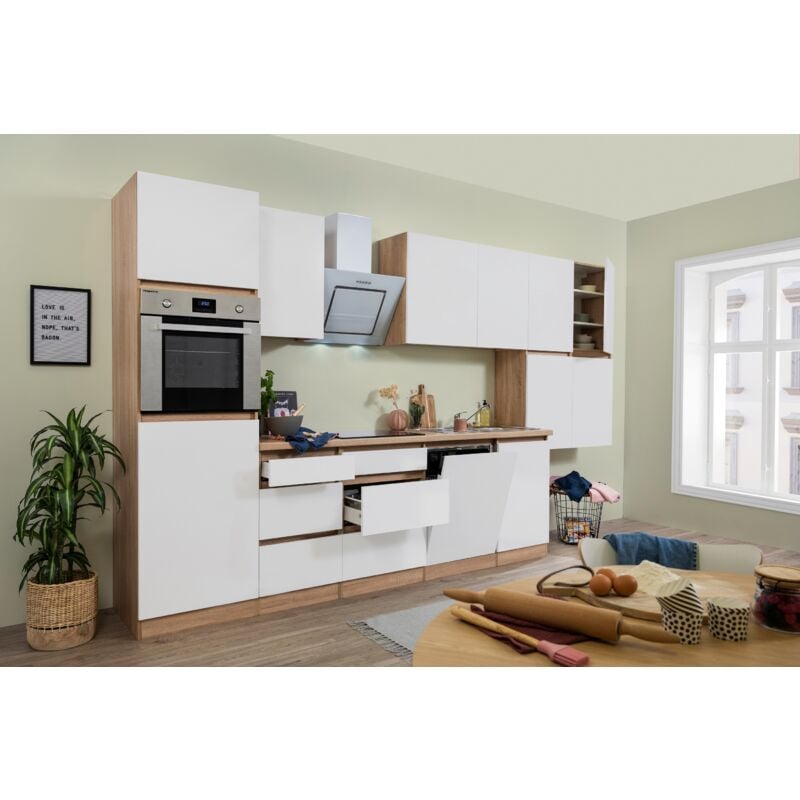 foto del prodotto cucina modulo cucina blocco vuoto senza maniglie rovere bianco lorena 380 cm respecta