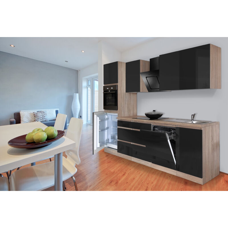 foto del prodotto cucina modulo cucina blocco vuoto senza maniglie rovere nero lorena 280 cm respecta