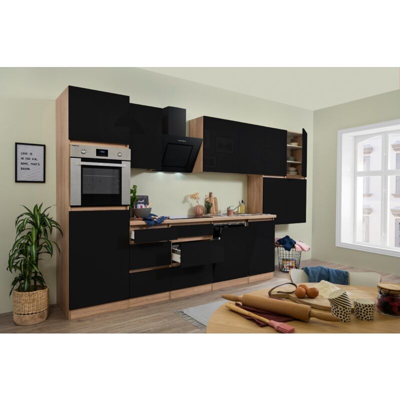 foto del prodotto cucina modulo cucina blocco vuoto senza maniglie rovere nero lorena 380 cm respecta