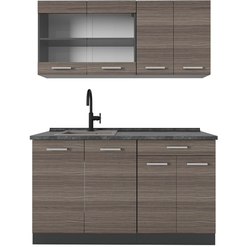 foto del prodotto cucina monoblocco r line, grigio nobile antracite, 140 cm , pl antracite vicco