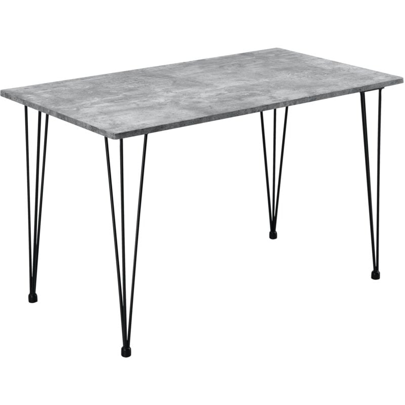 foto del prodotto cucina soggiorno tavolo da pranzo per 4 persone piano in mdf 120 cm effetto cemento e nero 030004272