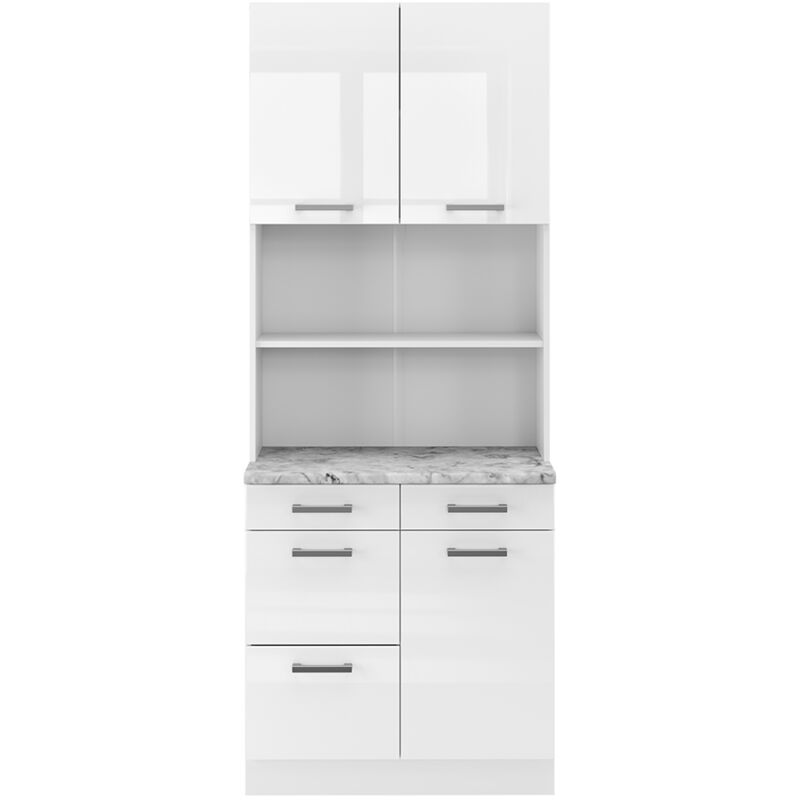 foto del prodotto cucine componibili piccole r line, bianco lucido, 80 cm , pl marmo vicco