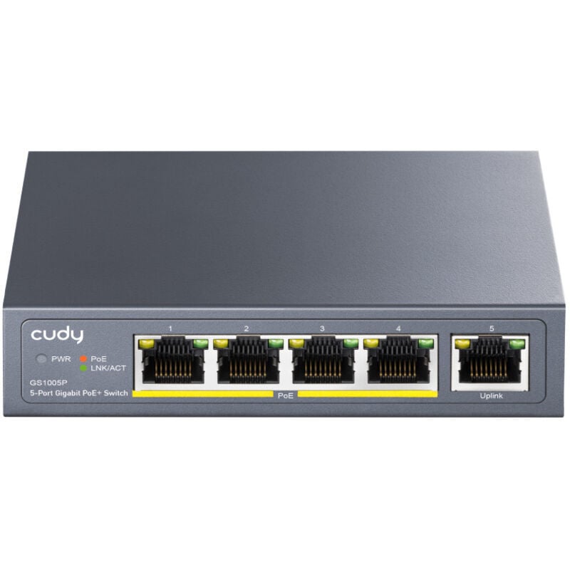 foto del prodotto cudy gs1005p switch di rete gigabit ethernet 10 100 1000 supporto power over ethernet poe grigio