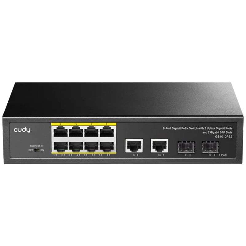 foto del prodotto cudy gs1010ps2 - 8-port gigabit poe switch with 2 gigabit uplink ports and 2 gigabit sfp slot 120w - cudgs1010ps2