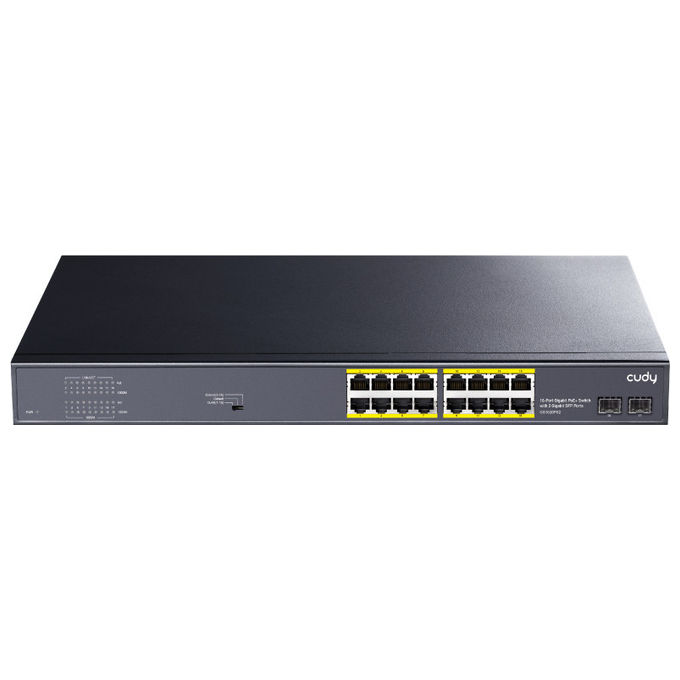 foto del prodotto cudy gs1020ps2 switch di rete 16 porte gigabit poe 2 sfp rack nero ethernet