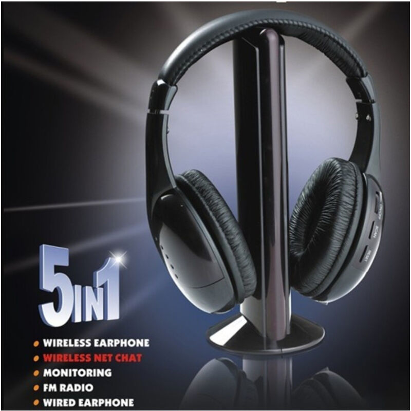 foto del prodotto cuffia cuffie wireless 5 in 1 senza fili wi fi microfono radio fm trade shop traesio