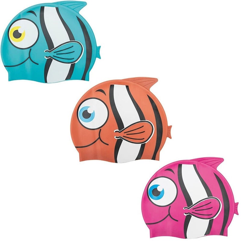 foto del prodotto cuffia da nuoto mare piscina 3 fantasie assortite kid in silicone 3 anni 26025 trade shop traesio