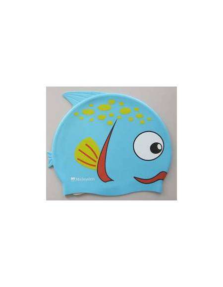 foto del prodotto cuffia in silicone di colore blu a forma di pesce