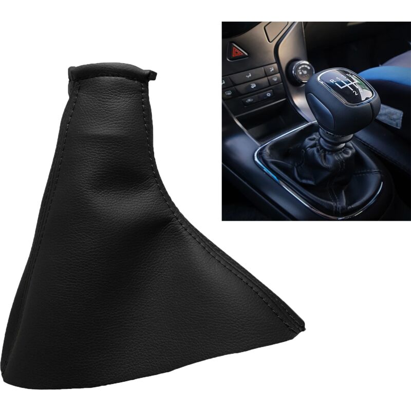 foto del prodotto cuffia leva cambio in ecopelle nera auto 140mm dm ricambio copertura marce