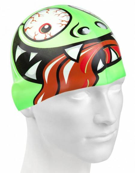 foto del prodotto cuffia piscina silicone green face mad wave