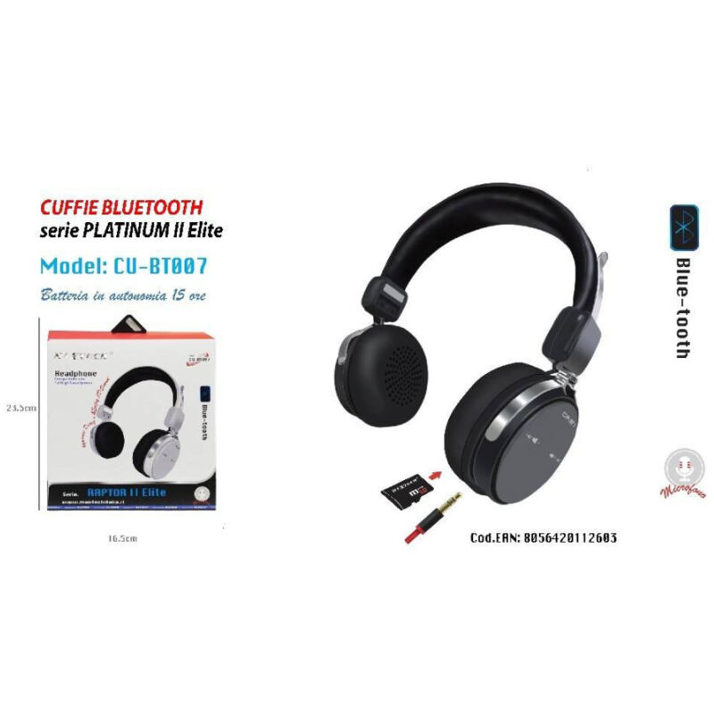 foto del prodotto cuffie bluetooth jack microfono autonomia 15 ore per smartphone cu bt007 maxtech