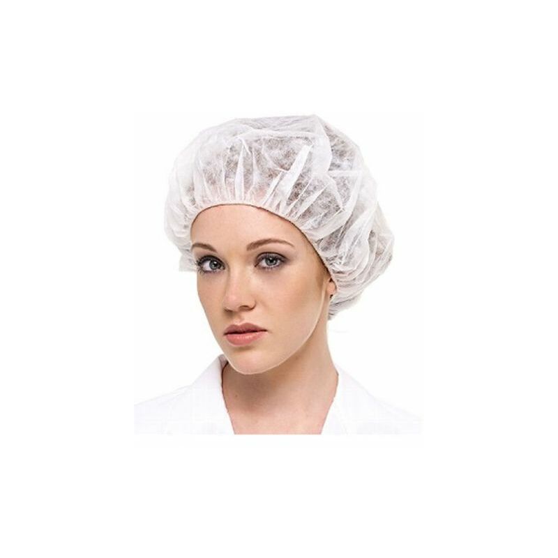 foto del prodotto cuffie copricapo in tnt con elastico mense cucine colore bianco 100 pz 00069 