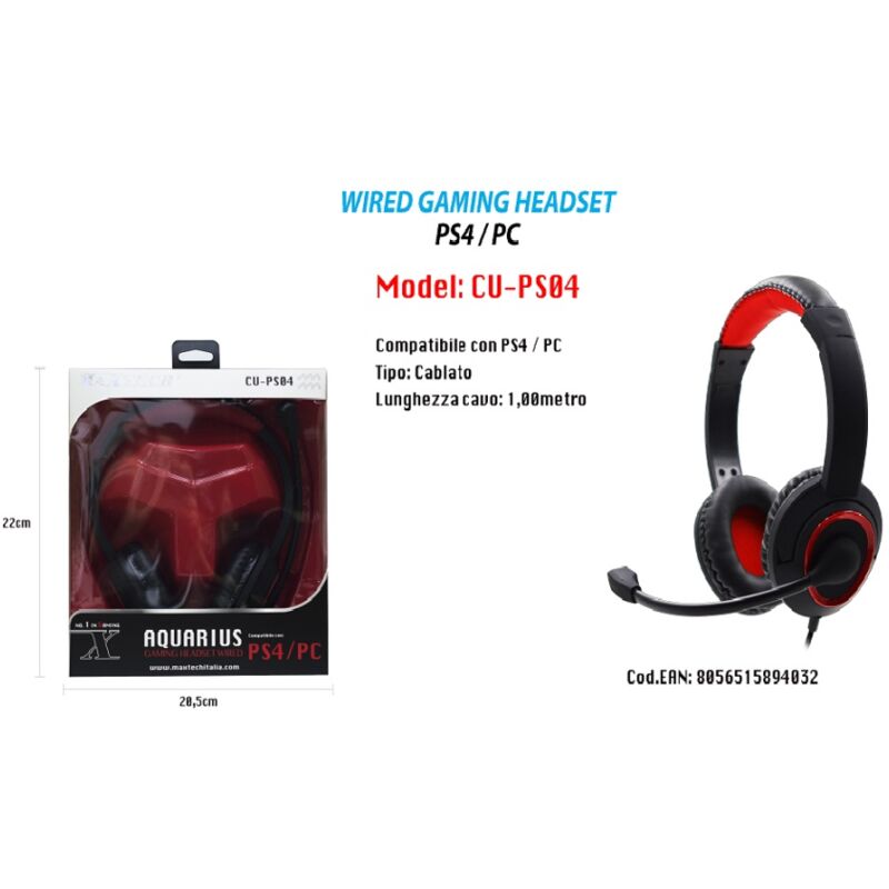foto del prodotto cuffie gaming con microfono wired aquarius compatibile per ps4 pc cu ps04 maxtech