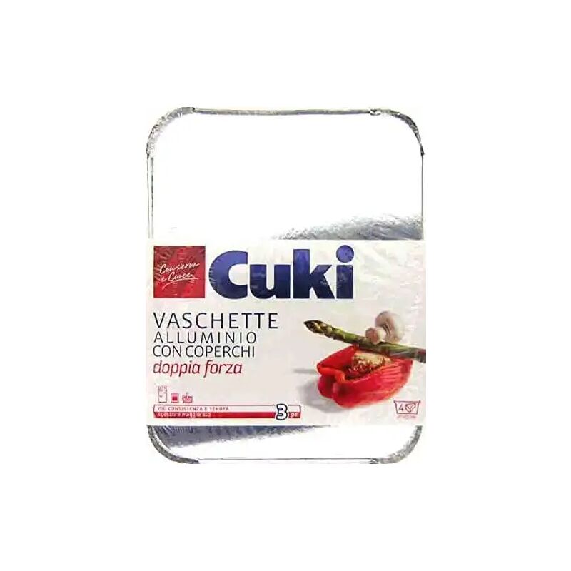 foto del prodotto cuki 12 vaschette alluminio con coperchio 4 porzioni, confezione da 3 pezzi