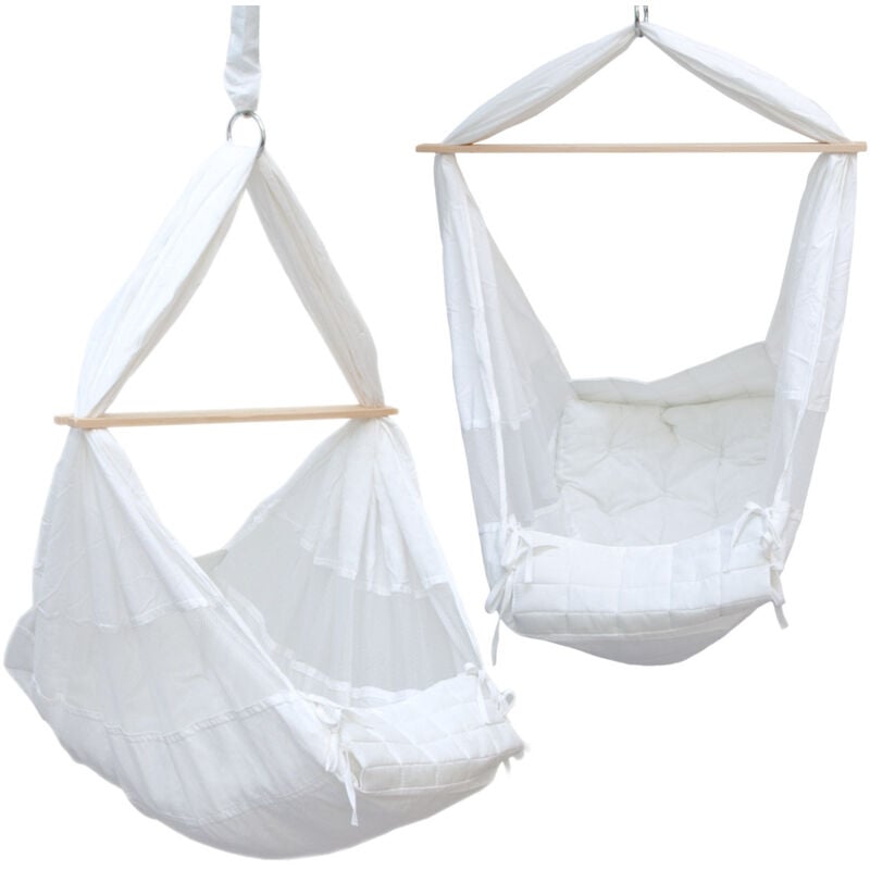 foto del prodotto culla sospesa 70x36x94cm amaca per neonato dondolo appeso beb bianco dunedesign