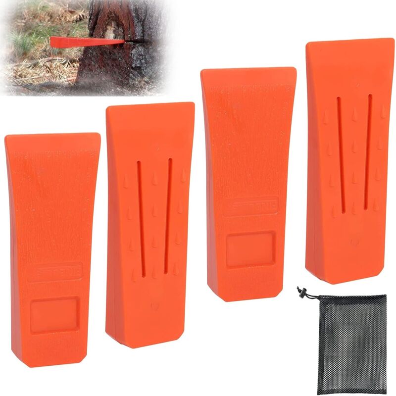 foto del prodotto cunei da abbattimento per motosega da 6 con punte per un abbattimento sicuro, cunei da giardinaggio in abs con tasca, robusti e durevoli, accessorio