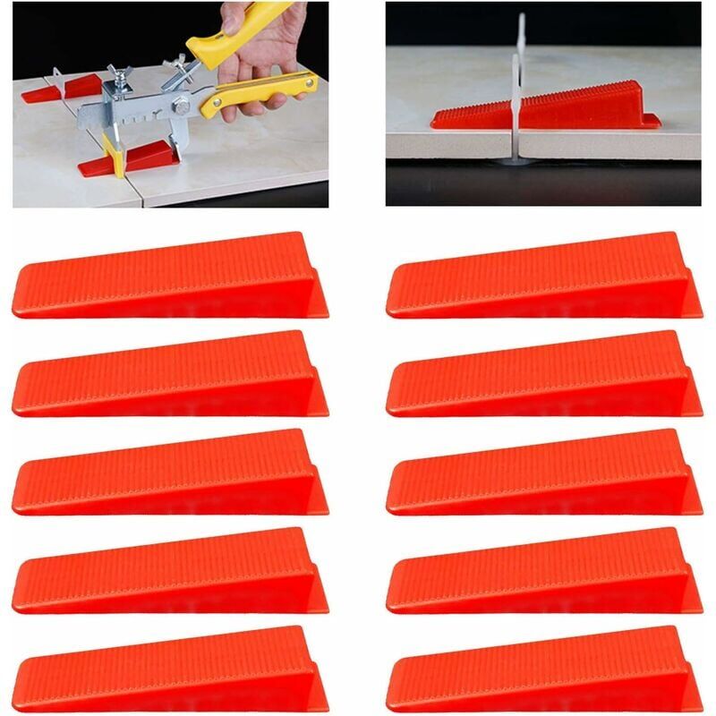 foto del prodotto cunei di livellamento per piastrelle 100 pezzi cunei di livellamento riutilizzabili per piastrelle per strumenti distanziatori per pareti e