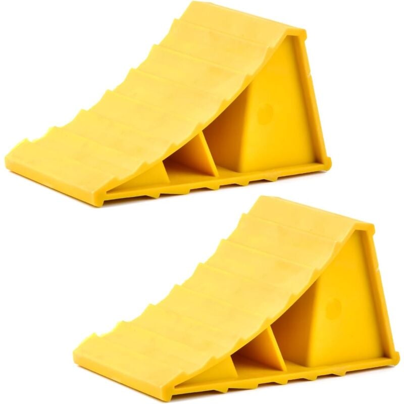 foto del prodotto cunei per ruote, 2 pezzi di blocco antiscivolo, cunei per ruote, cunei per ruote per auto, cunei per ruote per auto, per roulotte, camper, auto,
