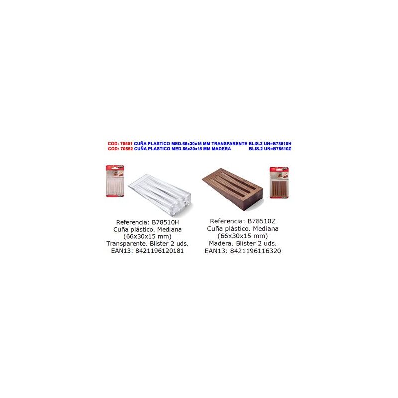 foto del prodotto cuneo in plastica brinox misura 66x30x15 mm legno blister 2 unit 