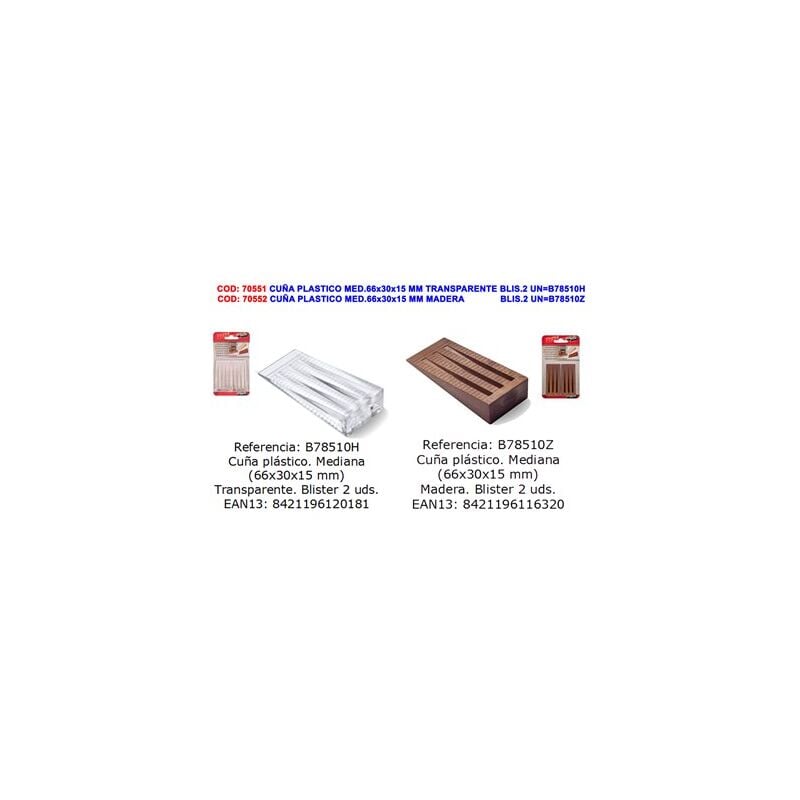 foto del prodotto cuneo medio in plastica brinox 66x30x15 mm trasparente blister 2 unit 