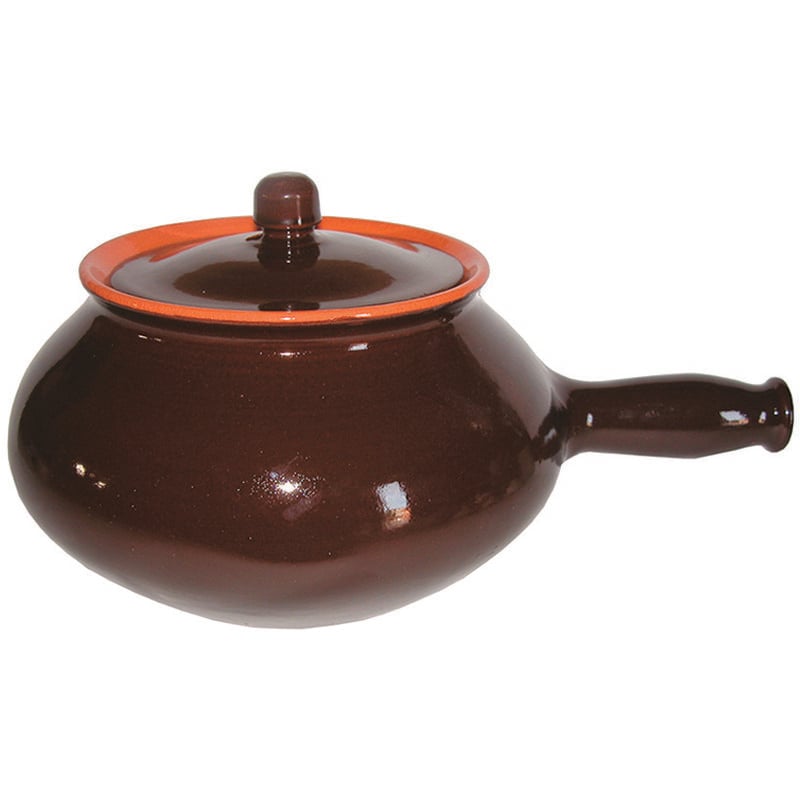 foto del prodotto cuocipatate in terracotta brunella con coperchio cm.22