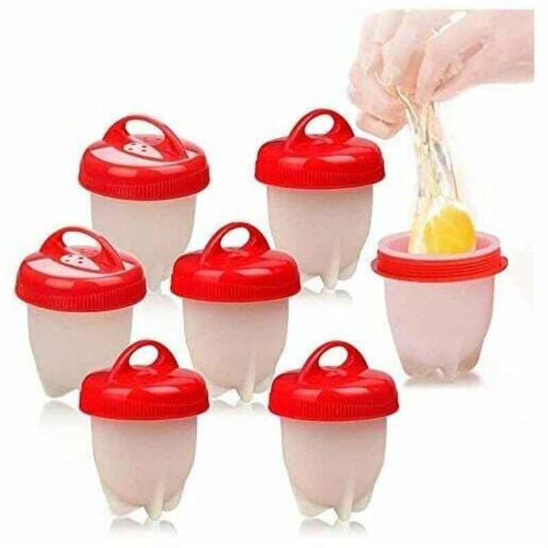 foto del prodotto cuociuova, 7 cuociuova in silicone per uova, cuociuova facile, gel di silice per uso alimentare senza bpa, fai bollire le uova senza guscio