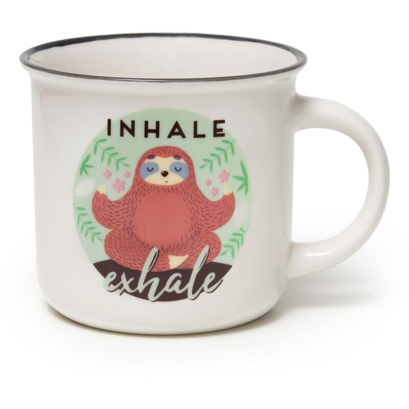 foto del prodotto cup0055, cup puccino, tazza in porcellana new bone china, tema sloth, buongiorno collection, capacit 350 ml, lavabile in lavastoviglie, utilizzabile