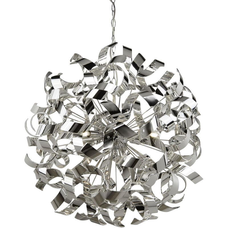 foto del prodotto curls lampada a sospensione a 6 nastri luminosi cromata, g9 searchlight