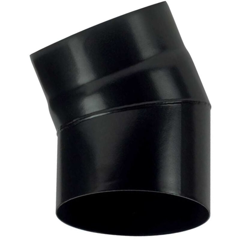 foto del prodotto curva 30 dn 150 smaltato verniciato 600 gradi per stufa a legna tubo nero acciaio ce made in italy