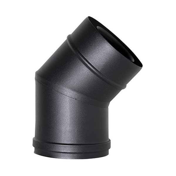 foto del prodotto curva 45 canna fumaria tubo coassiale nero d. 80 130 ce in acciaio 316 per stufa pellet made in italy uni 1856 2