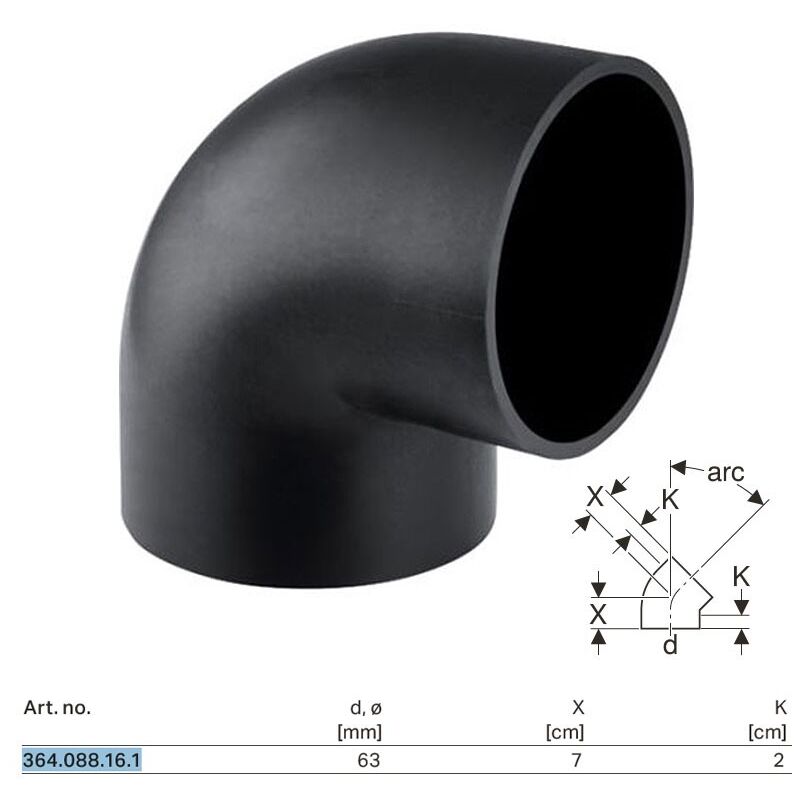 foto del prodotto curva 88,5 geberit pe 63 mm 364.088.16.1