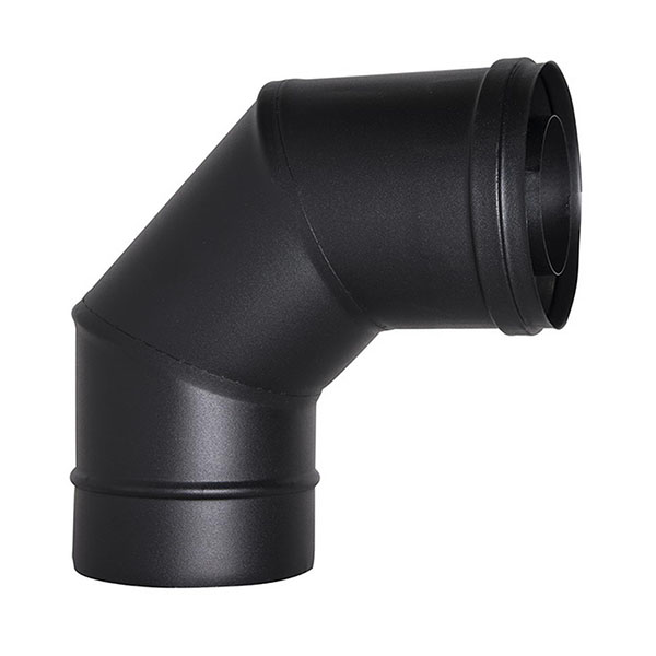 foto del prodotto curva 90 canna fumaria tubo coassiale d. 80 125 nero ce in acciaio 316 per stufa pellet made in italy uni 1856 2