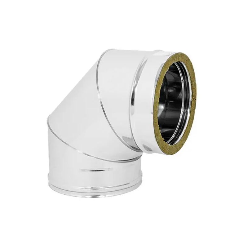foto del prodotto curva 90 doppia parete acciaio inox aisi 316 parte interna aisi 304 parte esterna 100 interno 150 esterno sp. 0,5 mm europrofil