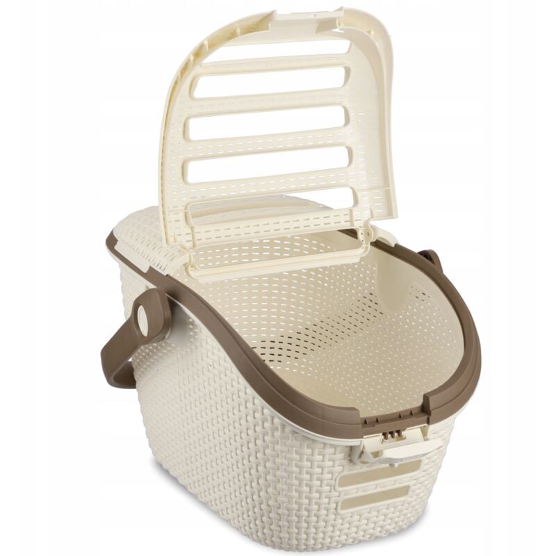 foto del prodotto curva cestino da trasporto, avorio, pet rattan, 53,3x38,7x33,3 cm