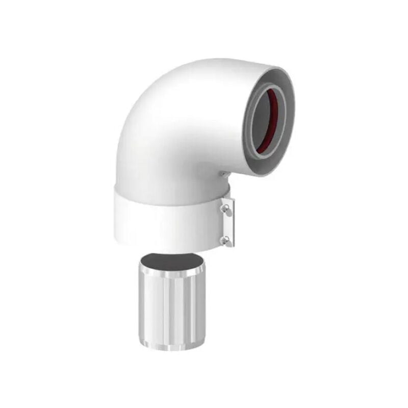 foto del prodotto curva coassiale 90 con manicotto e fascetta per caldaie convenzionali 60/100 pucci