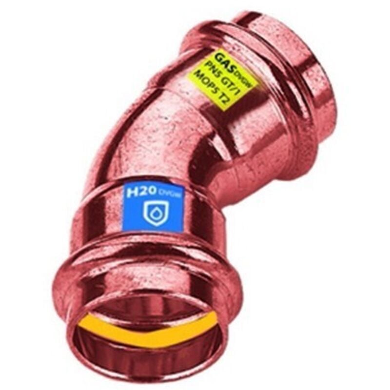 foto del prodotto curva in rame a pressare 45 ff acqua gas diam. 12