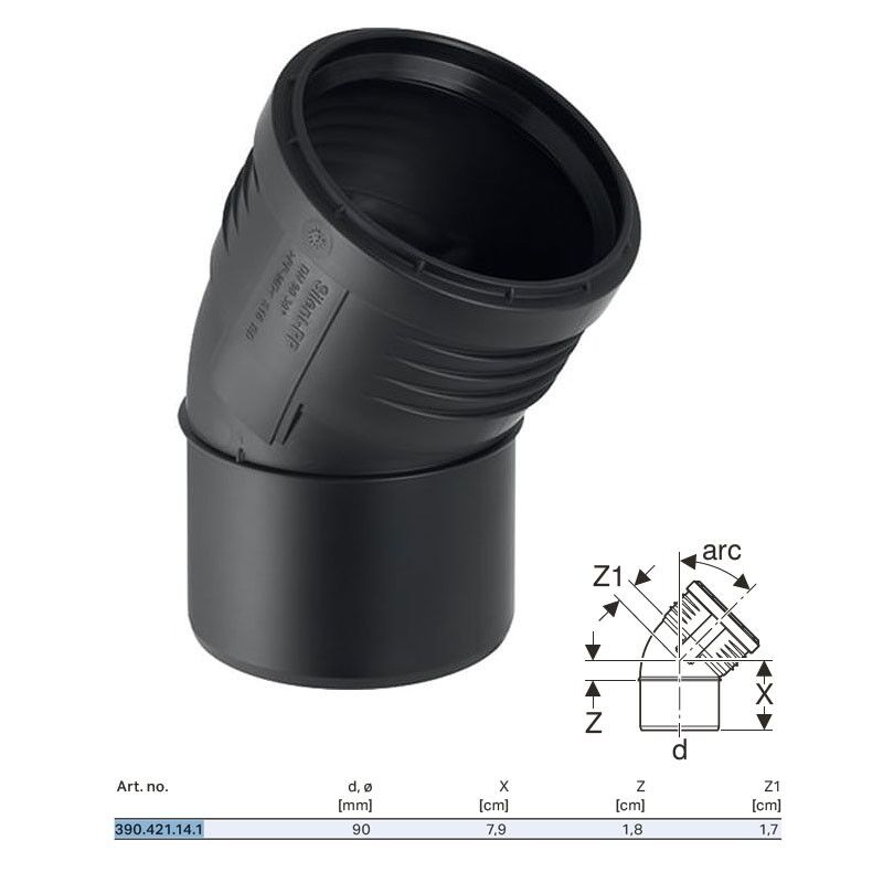 foto del prodotto curva innesto geberit silent pp a 30 90 mm 390.421.14.1
