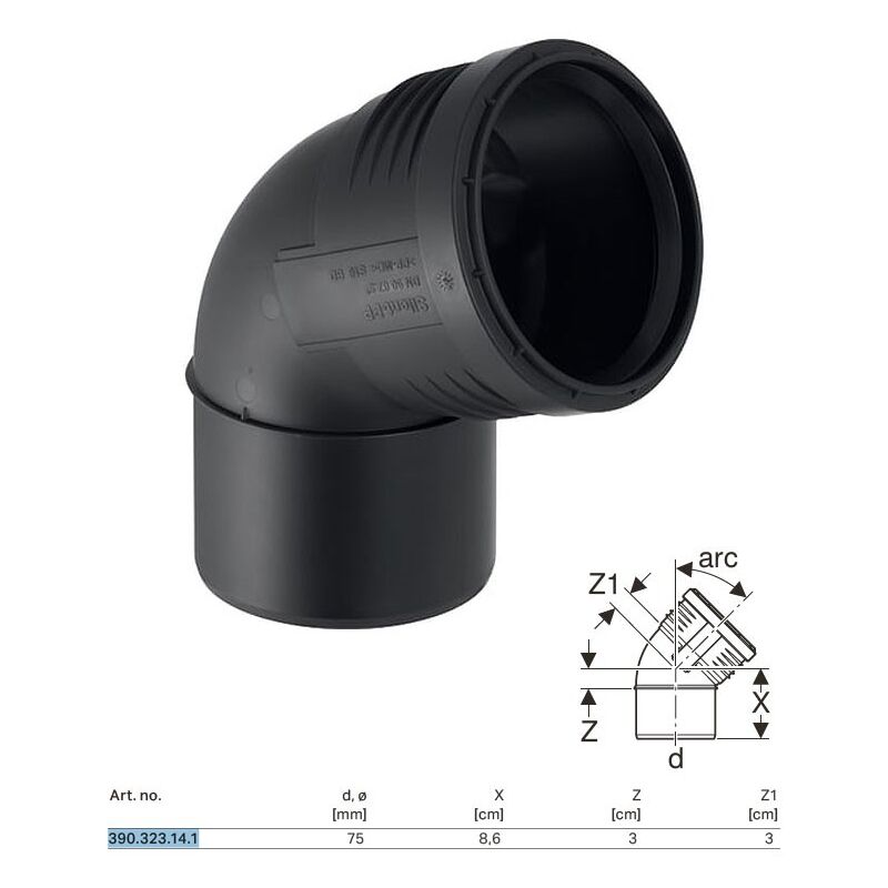 foto del prodotto curva innesto geberit silent pp a 67,5 75 mm 390.323.14.1