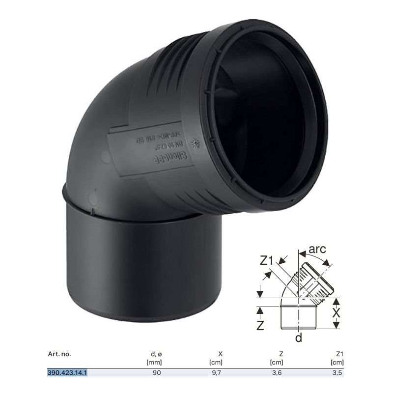 foto del prodotto curva innesto geberit silent pp a 67,5 90 mm 390.423.14.1