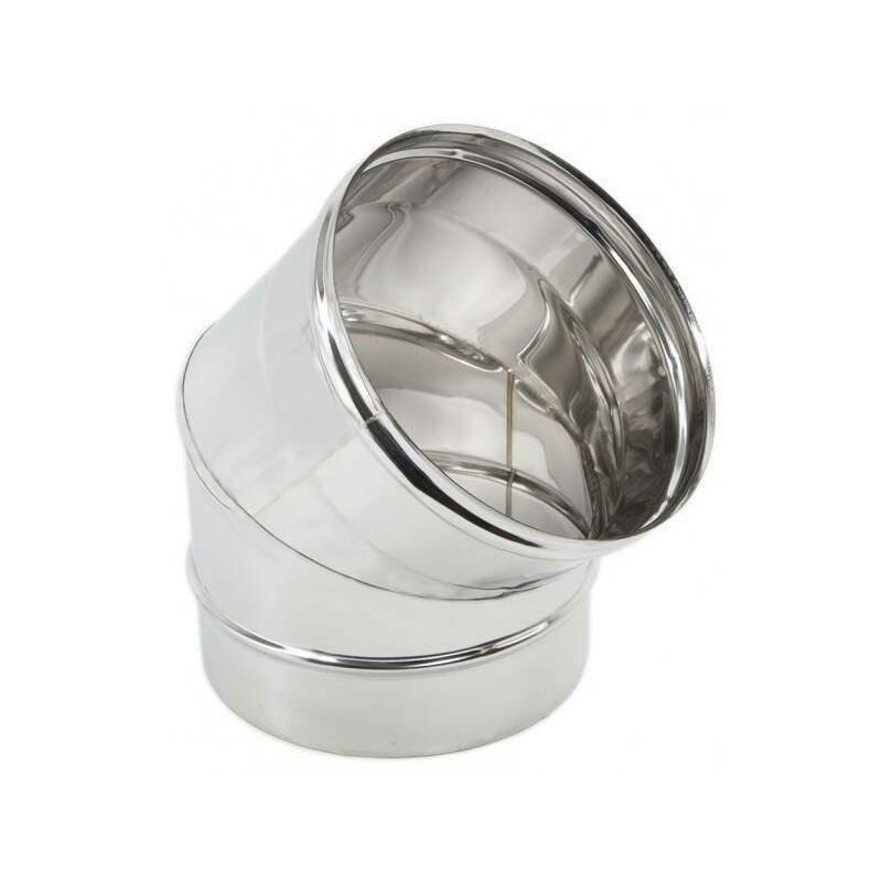 foto del prodotto curva per stufa in acciaio inox 304 a 45 da 130 mm