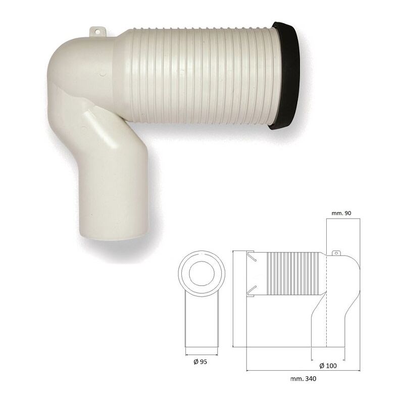 foto del prodotto curva scarico wc diametro mm.110 braccio orizzontale regolabile 235300pb